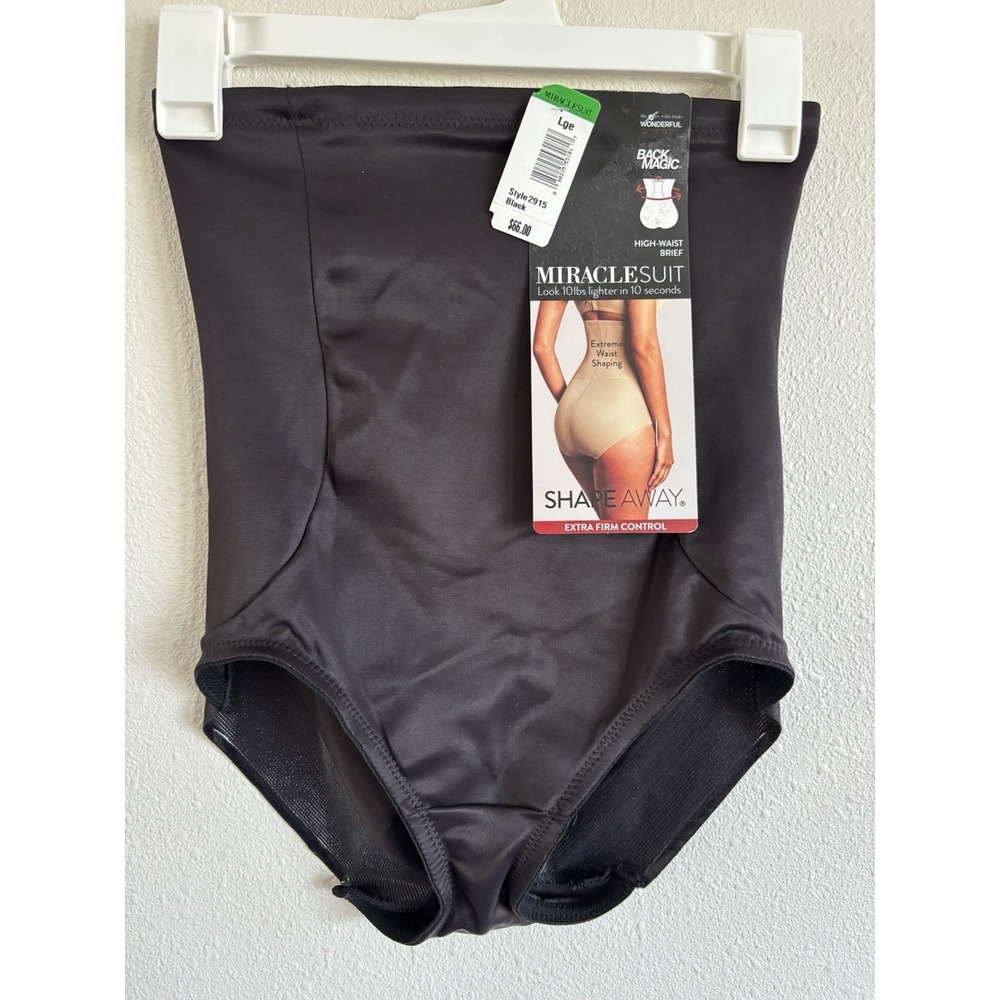 Miraclesuit Shape Away High Waist Brief Shapewear Black Large NWT Style 2915
